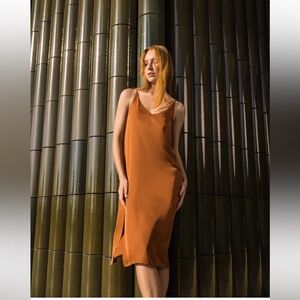 Grana 100% Silk Slip Dress in Peach - Size Small